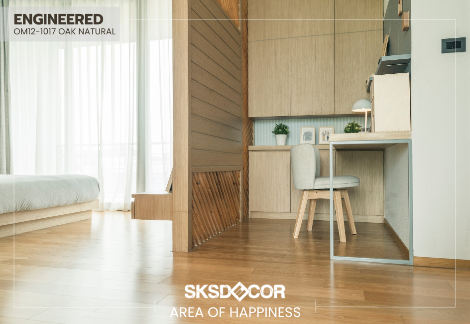 ผลงานติดตั้งพื้น ENGINEERED สี OM12-1017 OAK NATURAL