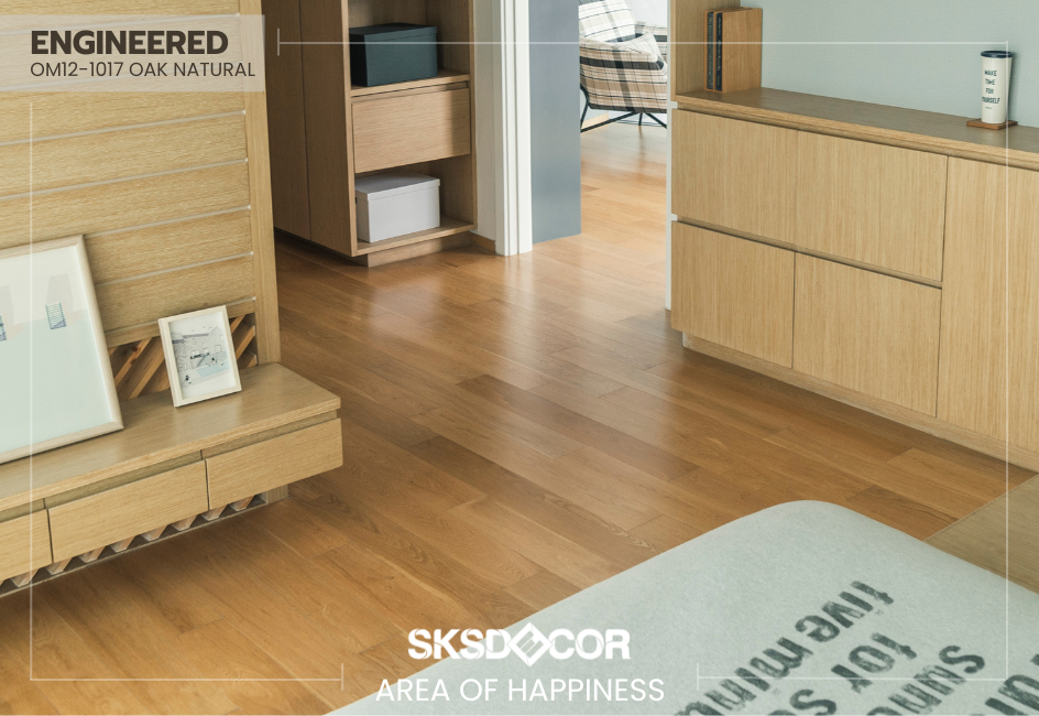 ผลงานติดตั้งพื้น ENGINEERED สี OM12-1017 OAK NATURAL