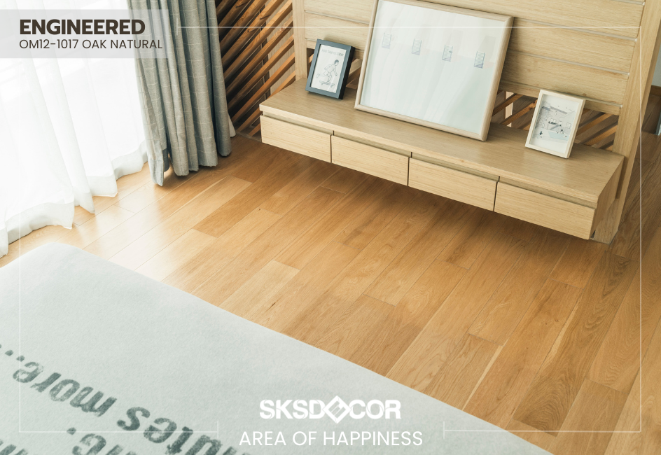 ผลงานติดตั้งพื้น ENGINEERED สี OM12-1017 OAK NATURAL